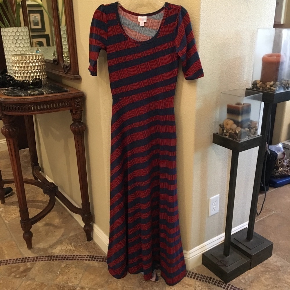 LULAROE Red/Blue Pattern Maxi Long Dress-Xsmall